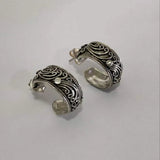 Vintage Carved Vine Stud Earrings 925 Sterling Silver Ear Rings For Women Men