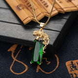 Vintage Carved Oval Green Emerald Pendant Necklace 18k Choker Jewelry