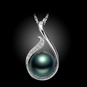 Vintage Carving Perll Pendant 925 Sterling Silver Necklace Choker