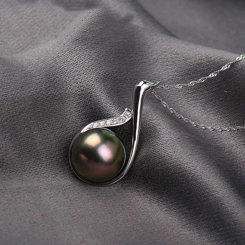 Vintage Carving Perll Pendant 925 Sterling Silver Necklace Choker