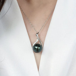 Vintage Carving Perll Pendant 925 Sterling Silver Necklace Choker