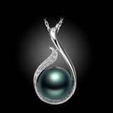 Vintage Carving Perll Pendant 925 Sterling Silver Necklace Choker