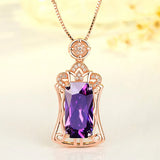 Vintage Purple Crystal Amethyst Pendant Necklace for Women