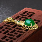 Vintage Green Jade Carving Vase Pendant Necklace Jewelry