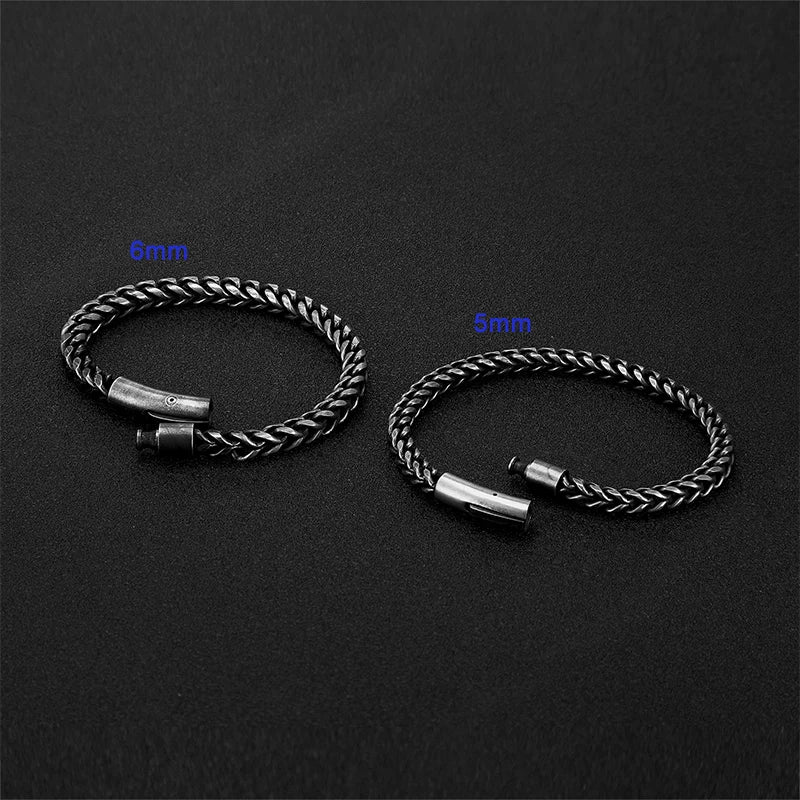 Vintage Chain Link Men Bracelet Stainless Steel Punk Rock Motorcycle