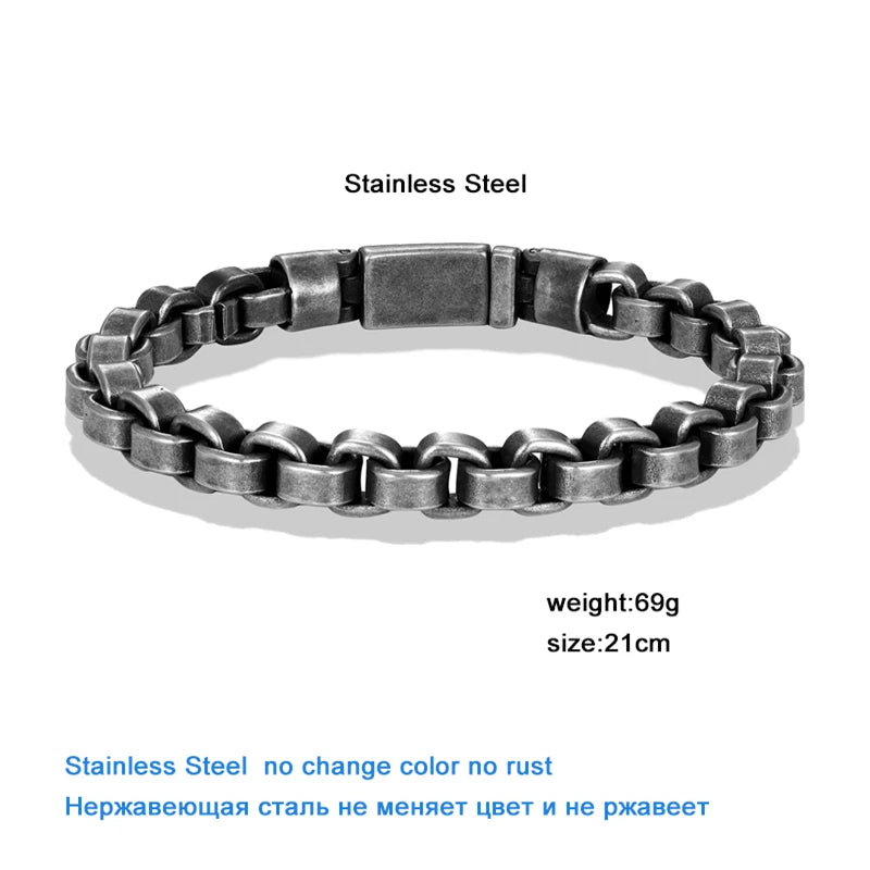 Vintage Chain Men Stainless Steel Bracelet Punk Rock Wristband 