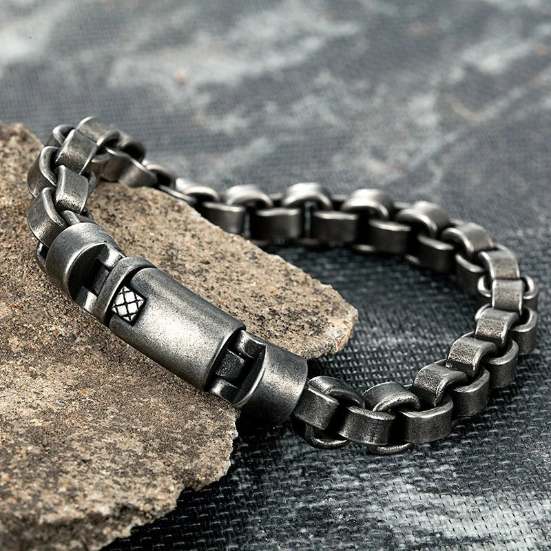 Vintage Chain Men Stainless Steel Bracelet Punk Rock Wristband 