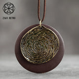 Vintage Chains Around the Neck Pendants Necklace Wood Costume Jewelry