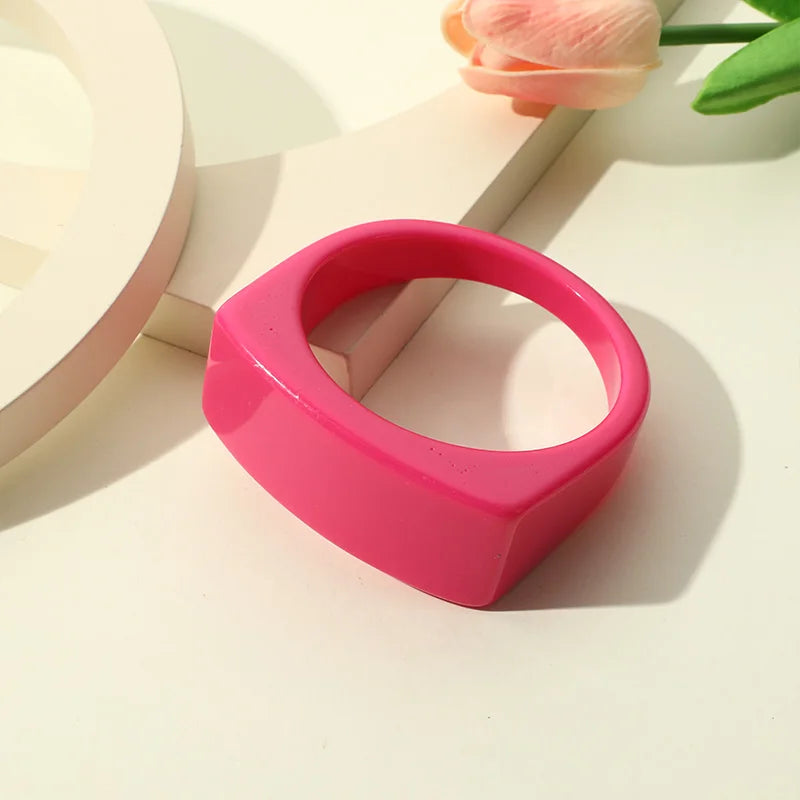 Colorful Wide Thick Geometric Resin Bangle