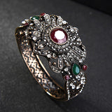 Vintage Charm Cuff Bracelets Red Crystal Ethnic Retro Jewelry