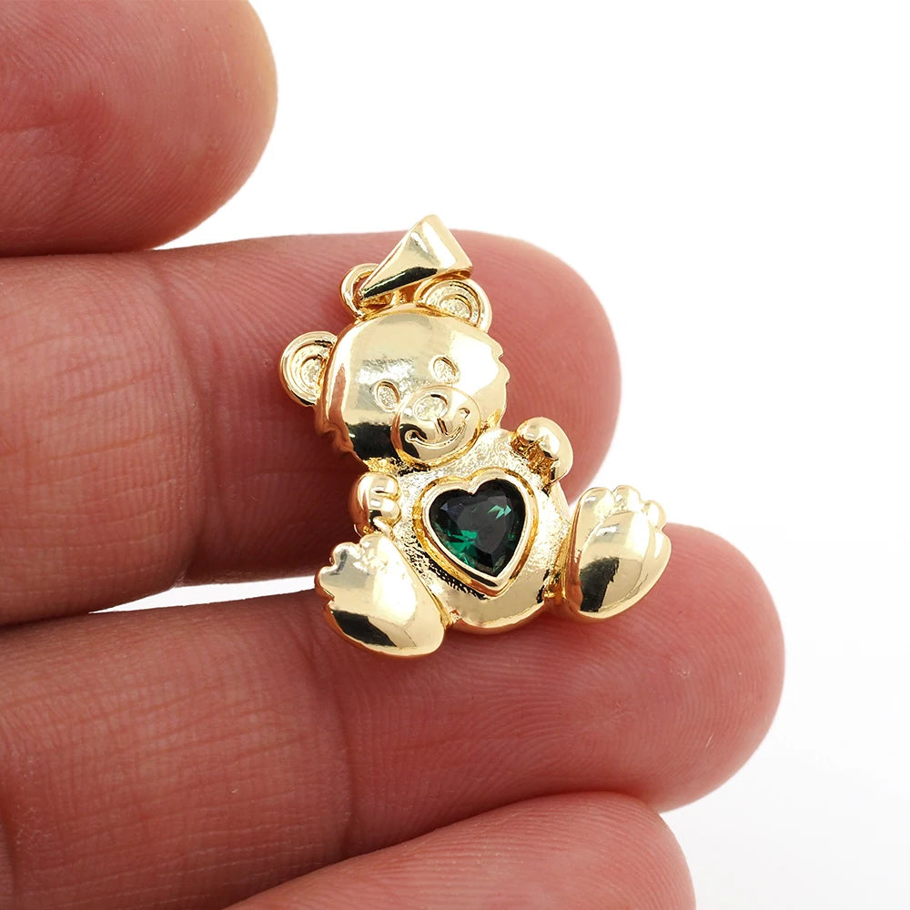 Vintage Bear Pendant Heart DIY Clavicle Chain Couple Jewelry