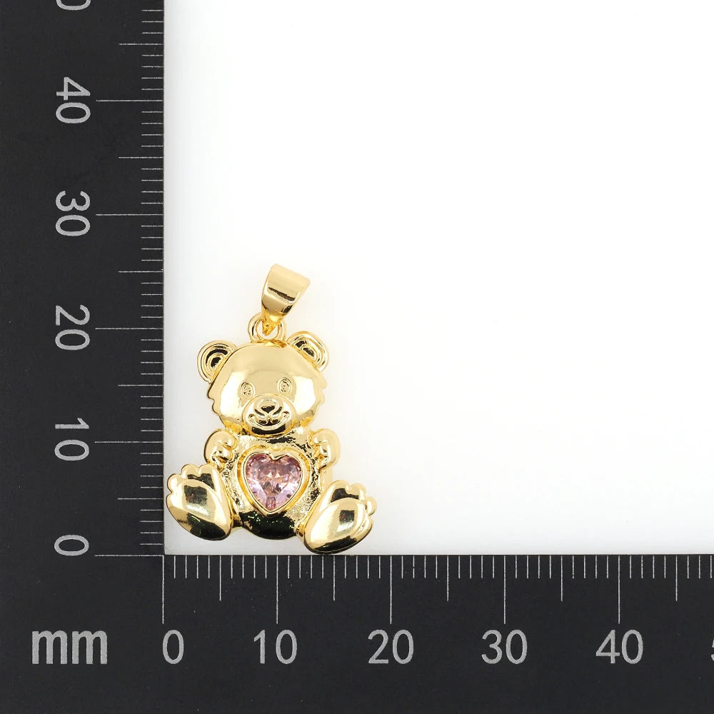 Vintage Bear Pendant Heart DIY Clavicle Chain Couple Jewelry