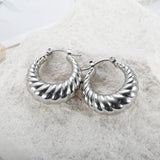 Vintage Stainless Steel CC Croissant Hoop Earrings 18K Plated
