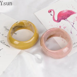 Vintage Charms Acrylic Cuff Bracelet Resin Bangle for Women