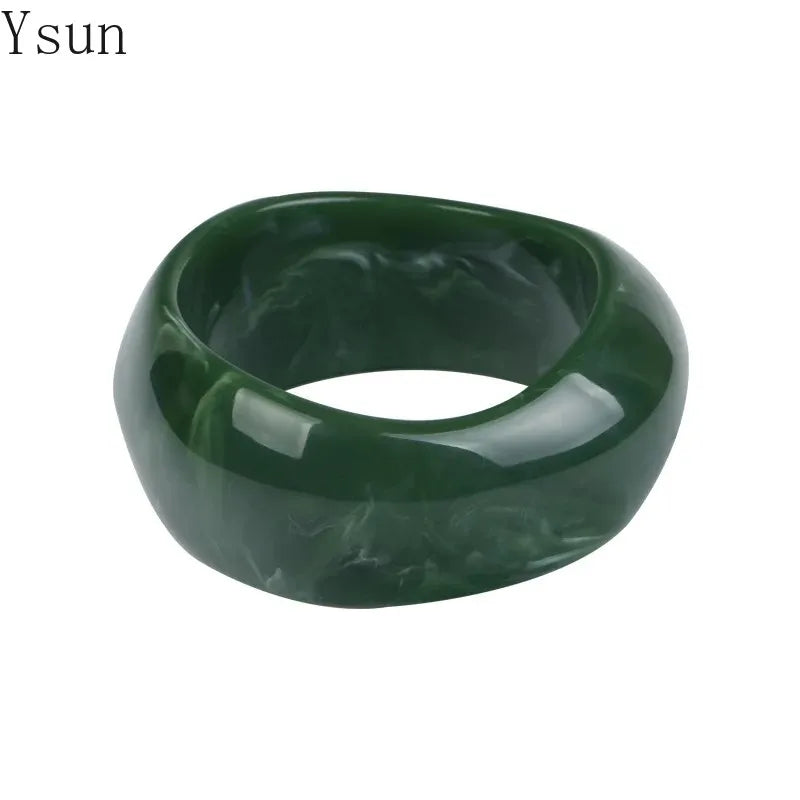Vintage Charms Acrylic Cuff Bracelet Resin Bangle for Women