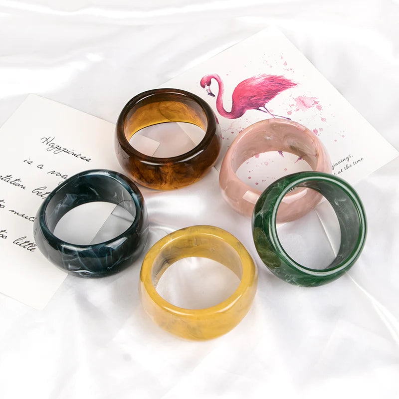 Vintage Charms Cuff Bracelet for Women Resin Acrylic Geometric Wide Bangle