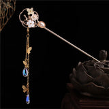 Vintage Ethnic Butterfly Hair Sticks Flower Pendant Tassel