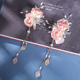 Vintage Chinese Flower Hair Accessory for Women Hanfu Pink Hairpin