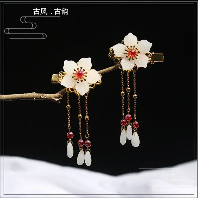 Vintage Chinese Hair Clips for Girls Flower Hairpin Head Jewelry