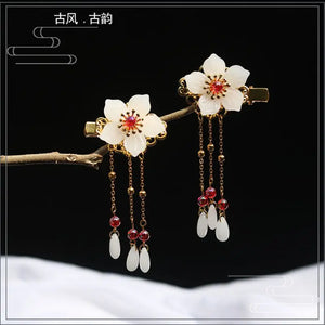 Vintage Chinese Hair Clips for Girls Flower Hairpin Head Jewelry