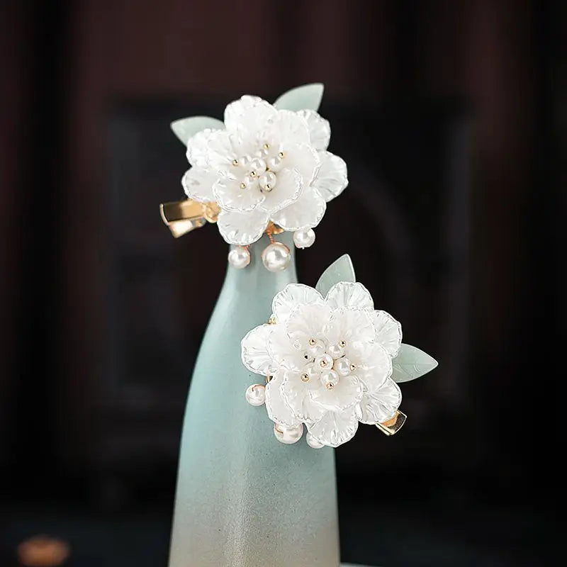 Vintage Chinese Hair Clips for Girls Flower Hairpin Head Jewelry