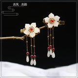 Vintage Chinese Hair Clips for Girls Flower Hairpin Head Jewelry