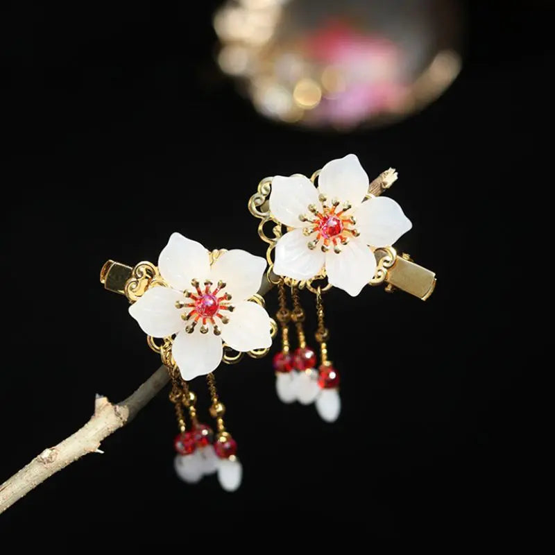 Vintage Chinese Hair Clips for Girls Flower Hairpin Head Jewelry