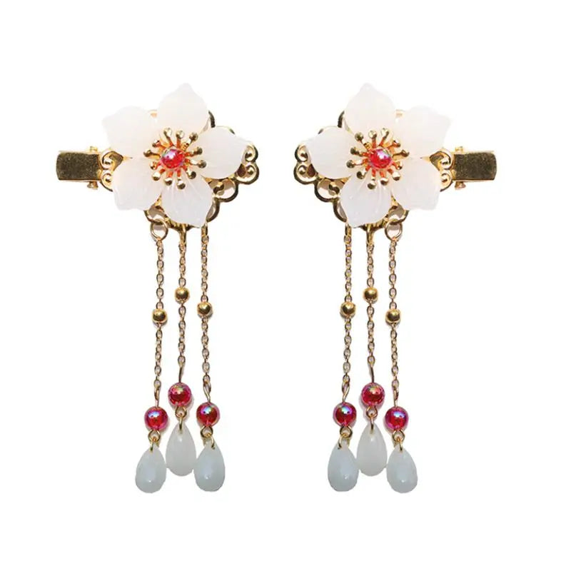 Vintage Chinese Hair Clips for Girls Flower Hairpin Head Jewelry