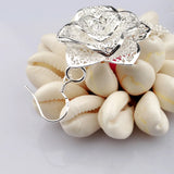 925 Silver Peony Flower Tassel Earrings Chinese Style Women's Oriental Charm