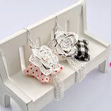 925 Silver Peony Flower Tassel Earrings Chinese Style Women's Oriental Charm