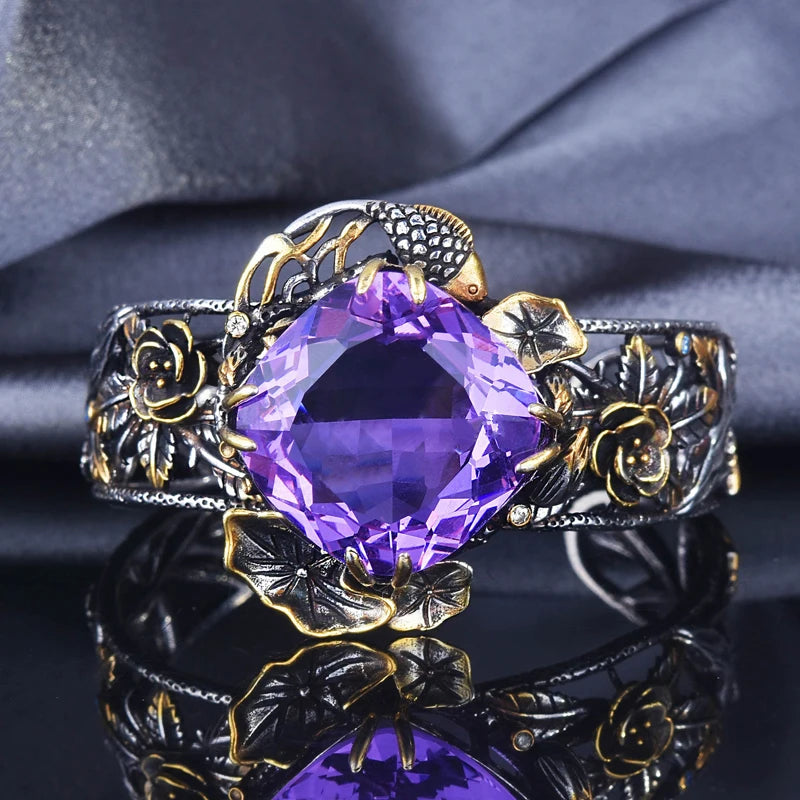 Vintage Chinese Style Bracelet with Purple Crystal