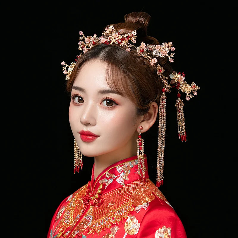 Vintage Chinese Style Bride Wedding Crown Tiara Xiuhe Hair Accessories