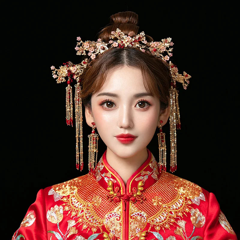 Vintage Chinese Style Bride Wedding Crown Tiara Xiuhe Hair Accessories