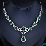 Vintage Lab Emerald Chocker Necklace 925 Sterling Silver Wedding Pendant