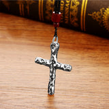 Vintage Christian Dead Wood Cross Necklace 925 Silver Jesus Jerusalem Orthodox
