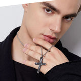 Vintage Christian Dead Wood Cross Necklace 925 Silver Jesus Jerusalem Orthodox
