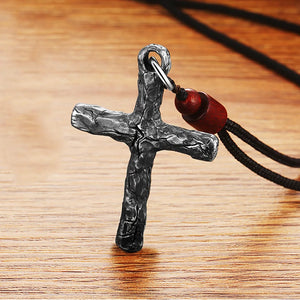 Vintage Christian Dead Wood Cross Necklace 925 Silver Jesus Jerusalem Orthodox