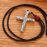Vintage Christian Dead Wood Cross Necklace 925 Silver Jesus Jerusalem Orthodox