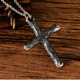 Vintage Christian Dead Wood Cross Necklace 925 Silver Jesus Jerusalem Orthodox