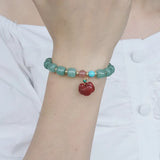 Vintage Cinnabar Lock&Jade Gourd Pendant Bracelets