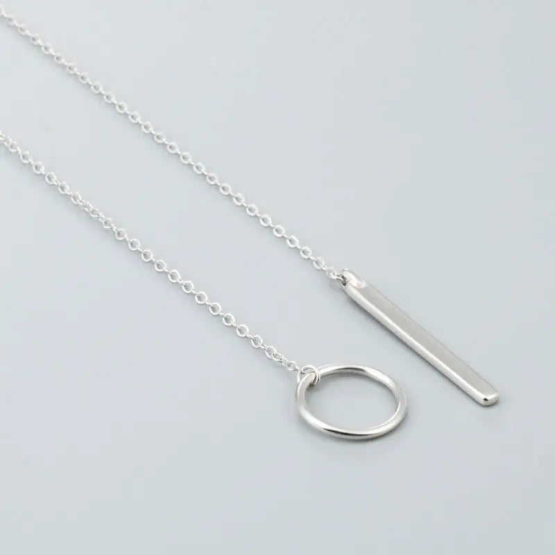 Vintage Circle Strip Long Chain Pendant Necklace for Women