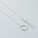 Vintage Circle Strip Long Chain Pendant Necklace for Women