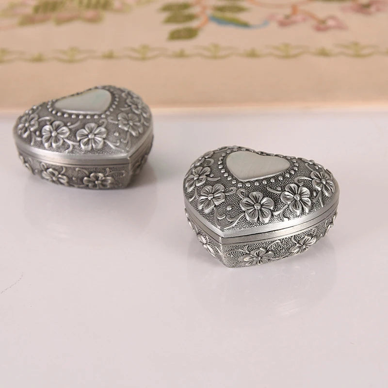 Vintage Heart Shape Jewelry Box - Small Trinket Storage Organizer