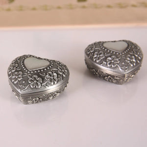 Vintage Heart Shape Jewelry Box - Small Trinket Storage Organizer
