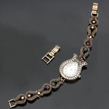 Vintage Flower Women Bracelet Watch Rhinestone Bangle Resin Dresswatch