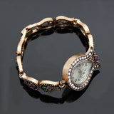 Vintage Flower Women Bracelet Watch Rhinestone Bangle Resin Dresswatch