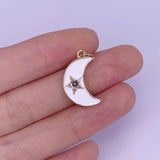 Enamel Moon Micro Zircon Pentagram Necklace Pendant