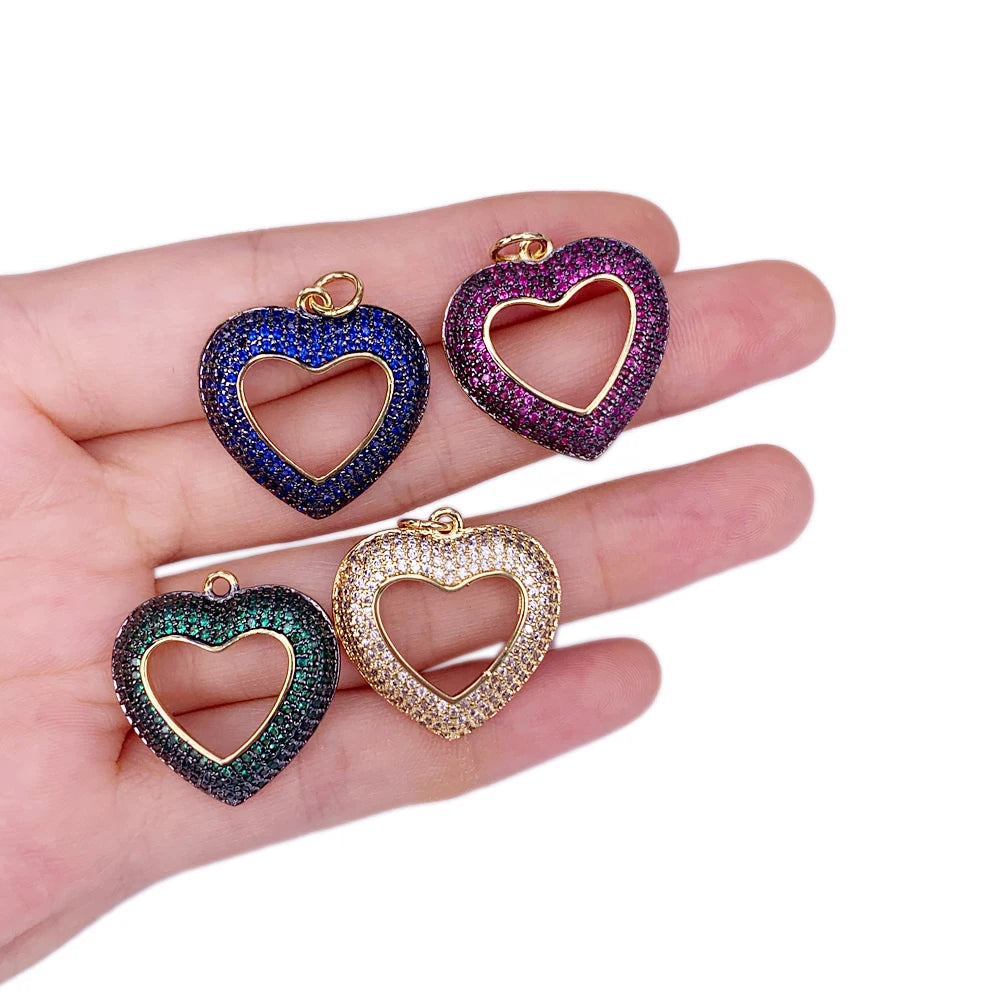 Vintage Coin Peach Heart Necklace Pendant Zircon Fine Jewelry