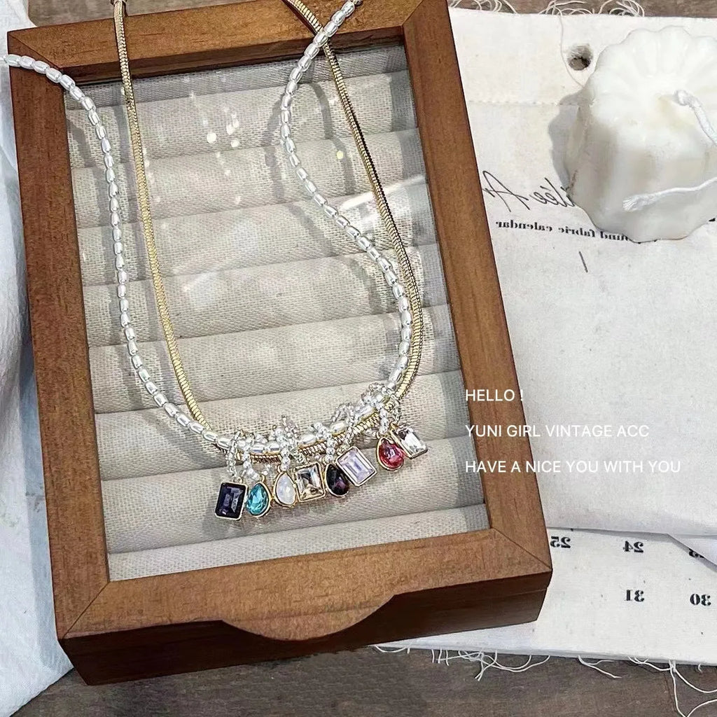 Vintage Diamond Choker Necklace Snake Bone Chain DIY Collarbone Chain Female
