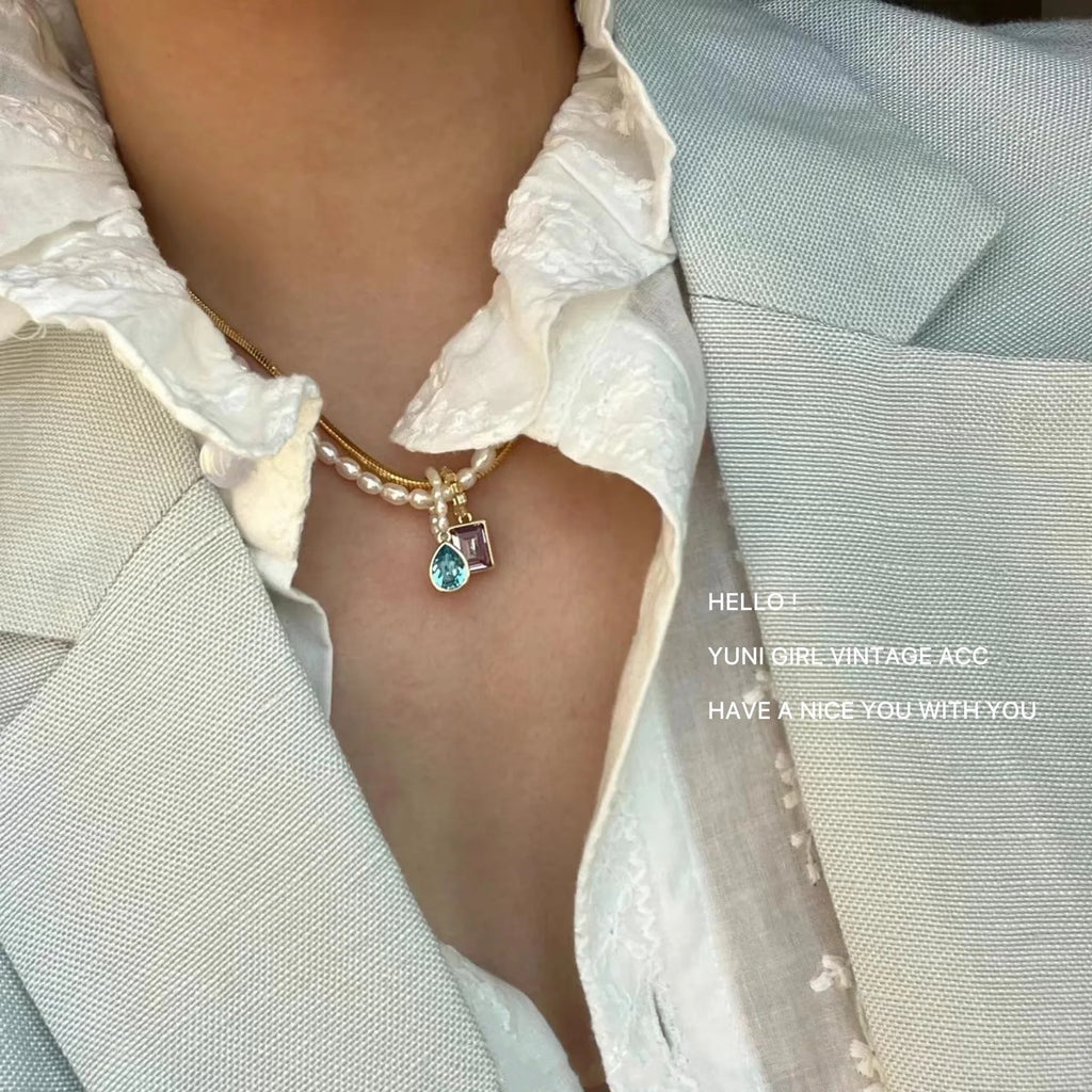 Vintage Diamond Choker Necklace Snake Bone Chain DIY Collarbone Chain Female